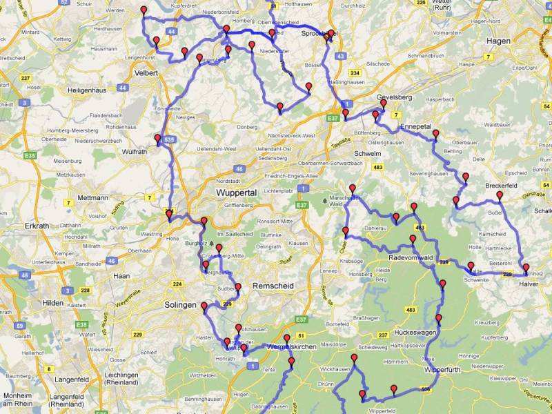 Südliches Ruhrgebiet / nördl Bergisches Land, Quelle: Tyre/ Google