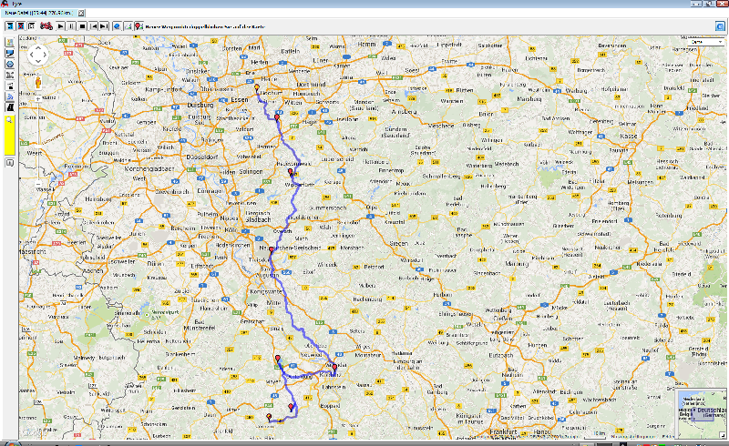 Anfahrt Bochum -> Klotten<br />Tour erstellt mit Tyre für Tomtom Rider 2